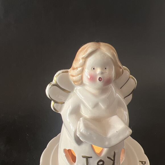 Hermitage Pottery Angel Tealite –“Joy to the World” Signed John Toth VTG Ceramic - Picture 2 of 11
